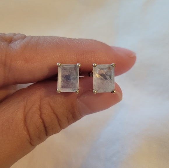 Baguette Moonstone Studs